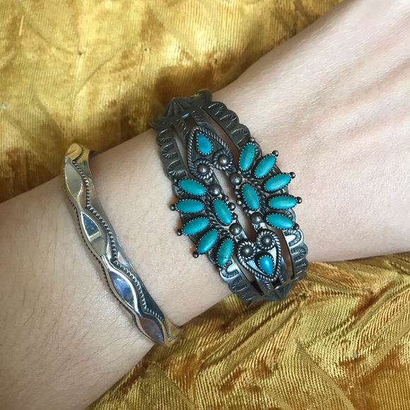 Fred Harvey Era Jewelry - Vintage Fred Harvey Era Sterling/ Turquoise Cuff